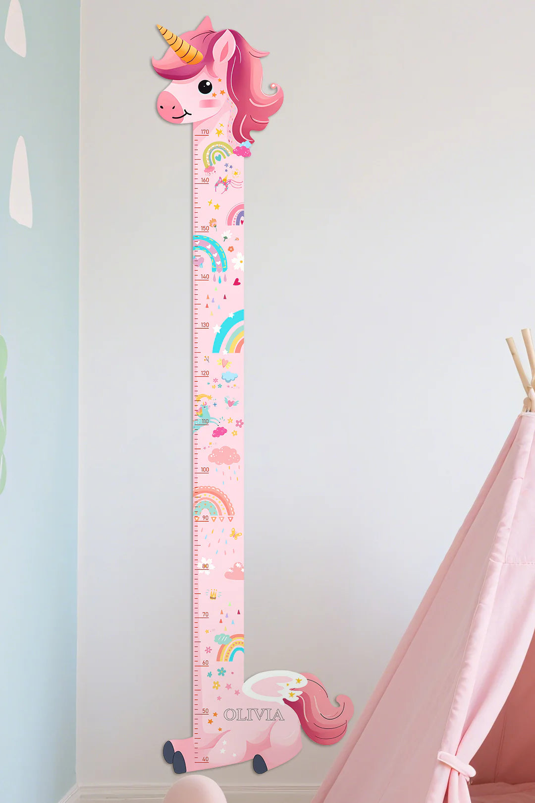 Personalized Wooden Unicorn Height Growth Chart for Girls