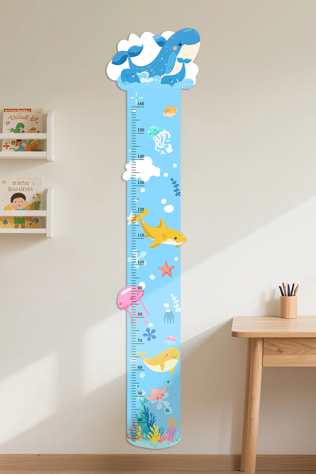 Personalized Ocean Theme Wooden Growth Chart for Kids