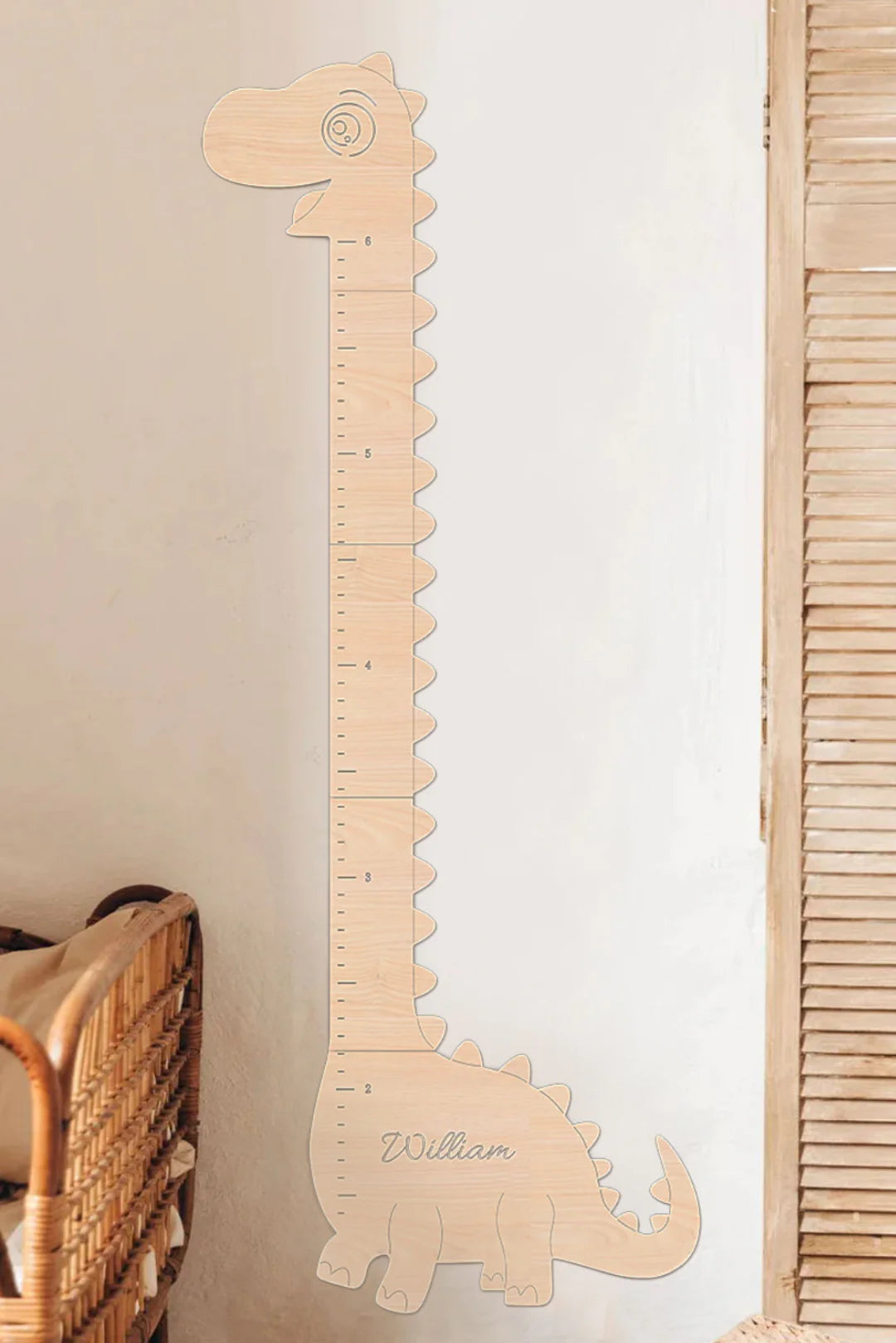 Personalized Wooden Dinosaur Growth Chart Height Ruler
