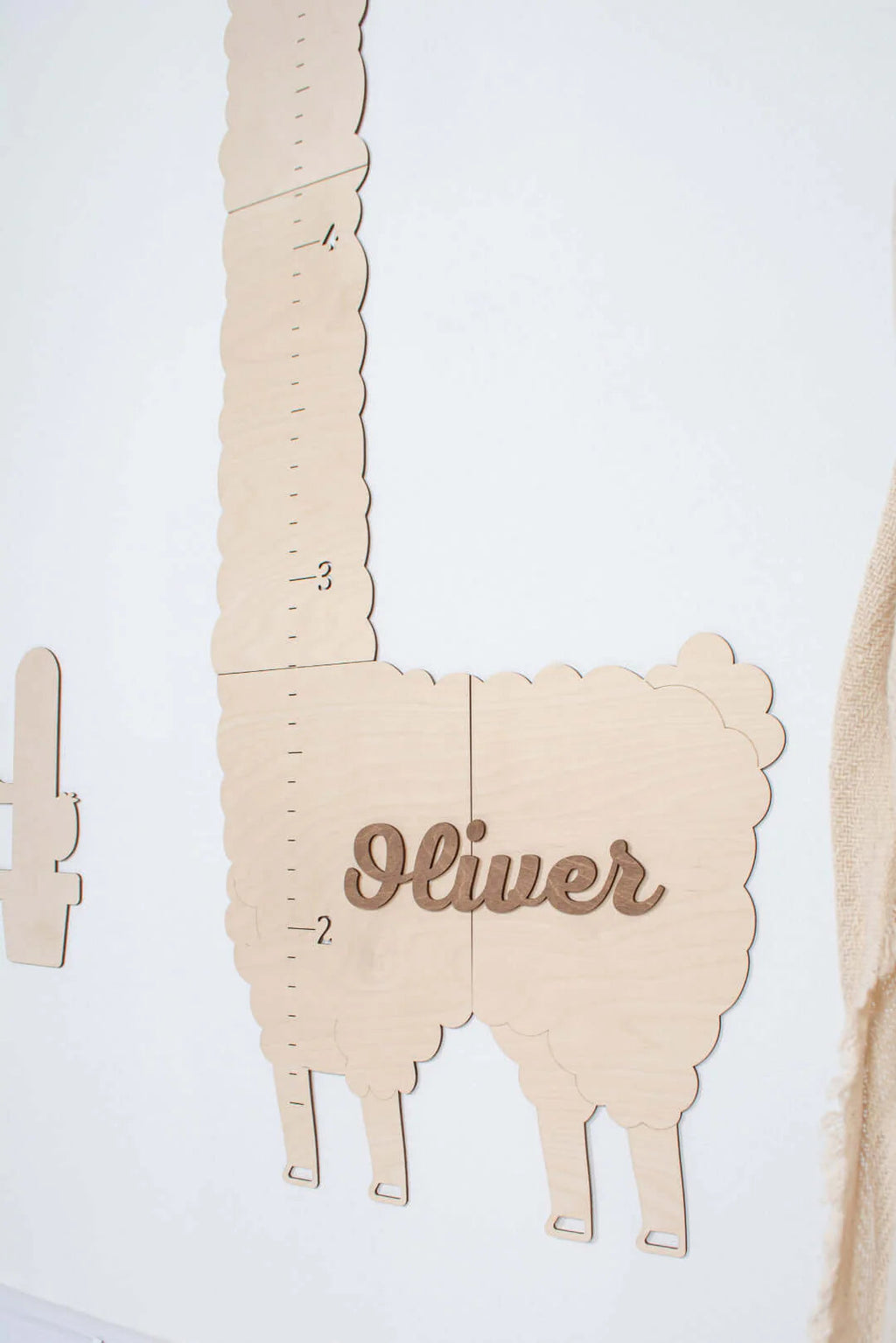 Personalized Wooden Alpaca Growth Chart Kids Room Decor