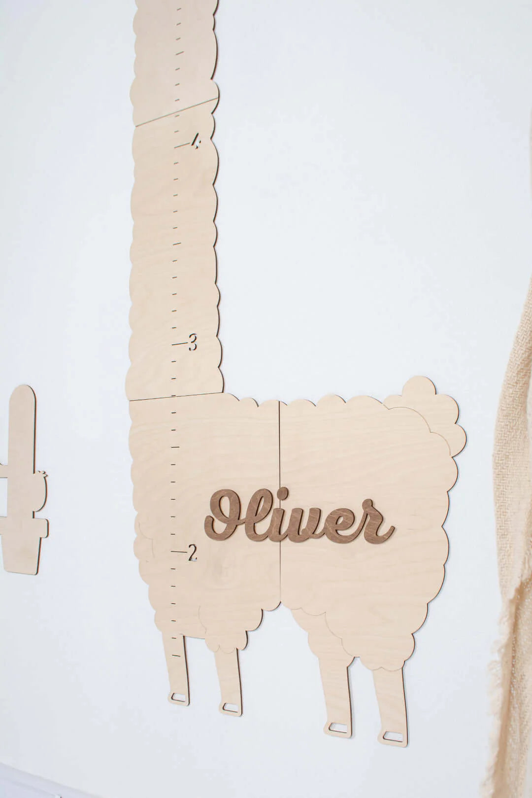 Personalized Wooden Alpaca Growth Chart Kids Room Decor