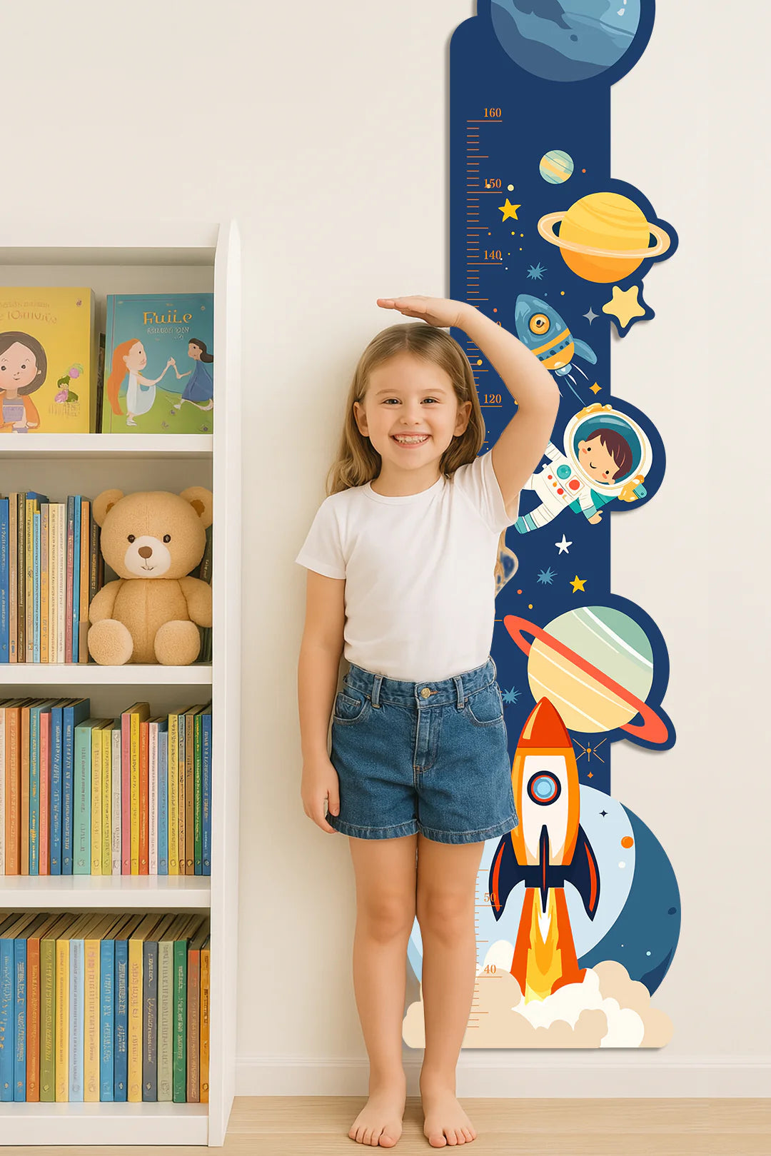 Personalized Wooden Space Height Growth Chart for Kids