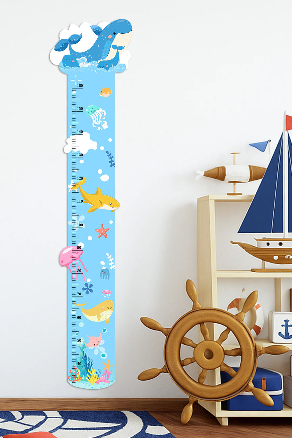 Personalized Ocean Theme Wooden Growth Chart for Kids