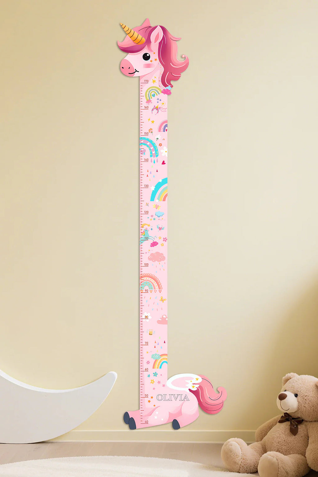 Personalized Wooden Unicorn Height Growth Chart for Girls