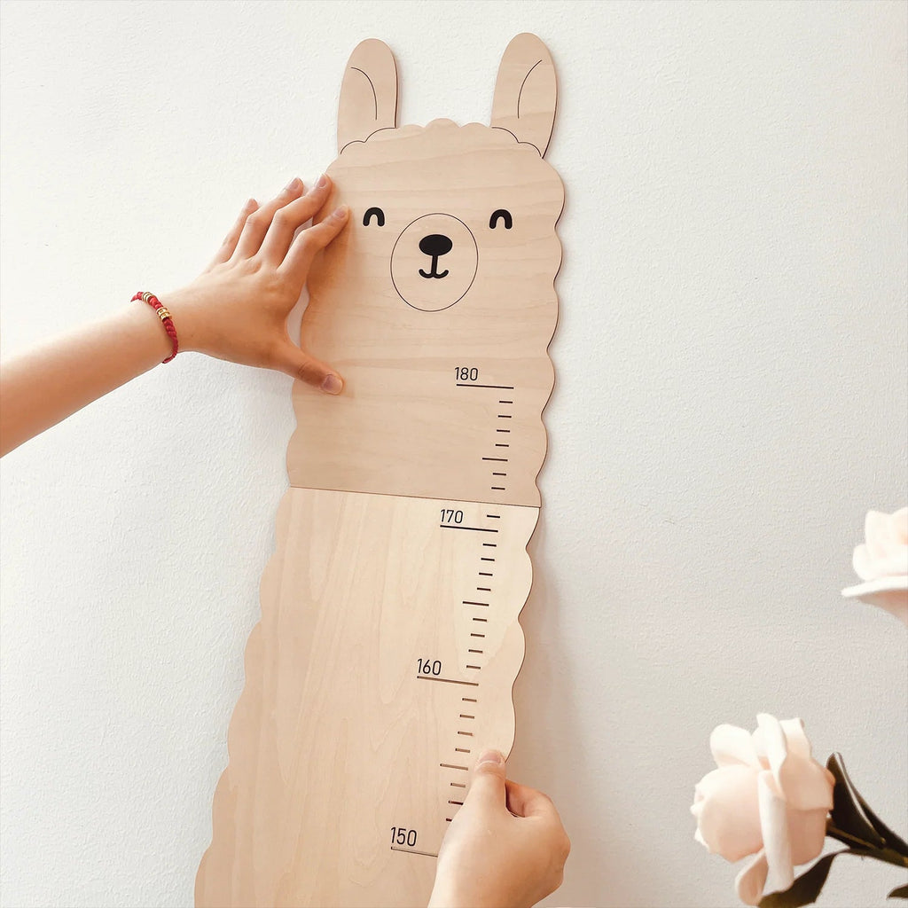 Personalized Wooden Alpaca Llama Growth Chart Ruler