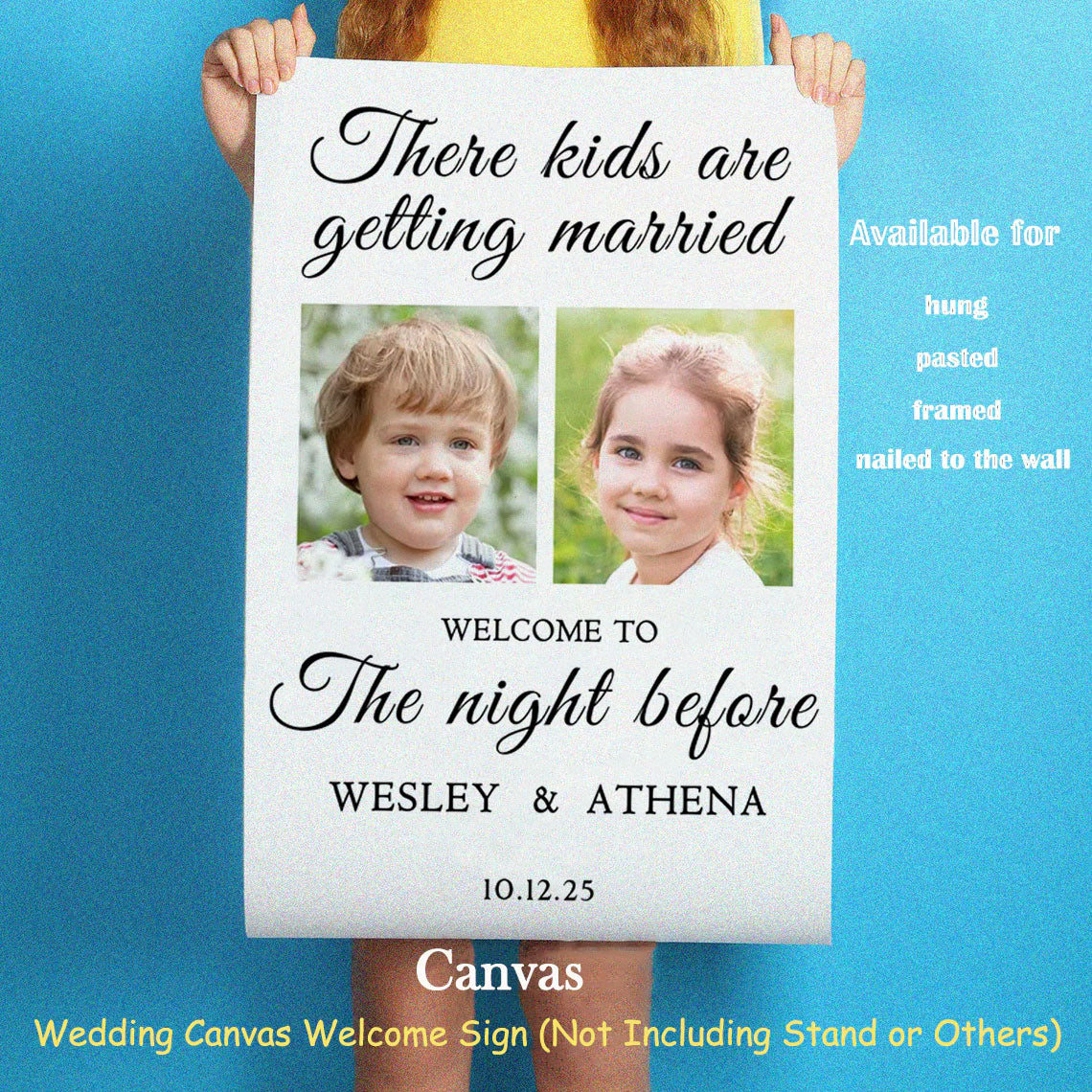 Personalized Photo Bride and Groom Wedding Canvas Welcome Sign