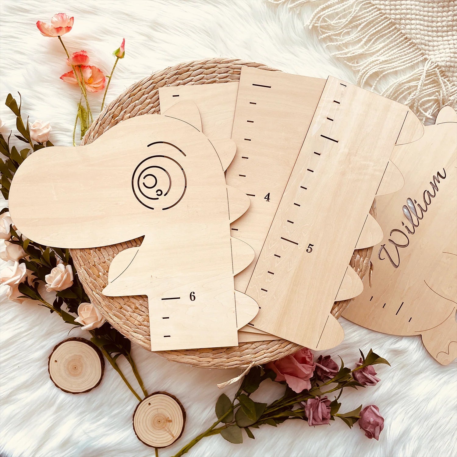 Personalized Wooden Dinosaur Growth Chart Height Ruler