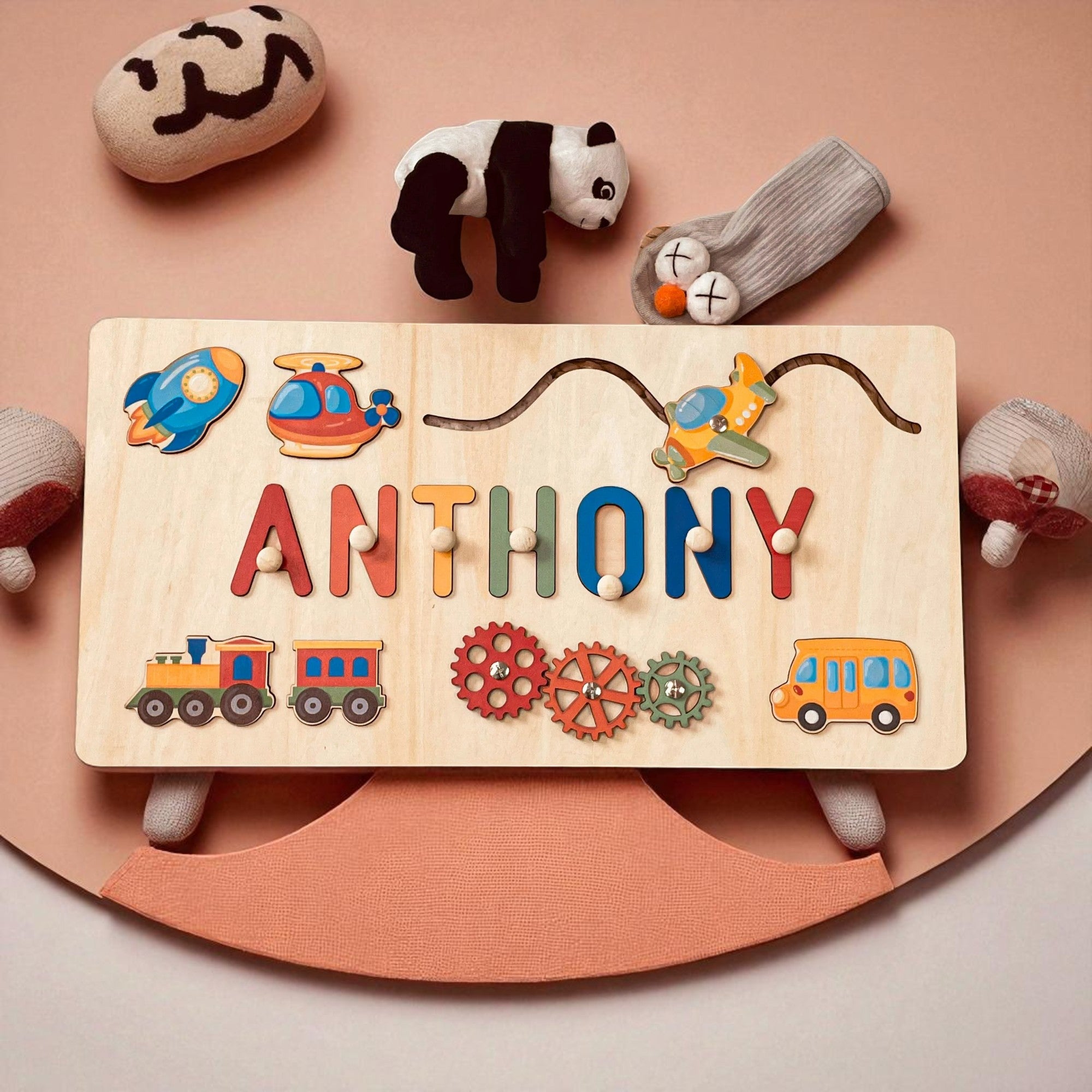 Personalized Wooden Baby Learning Name Puzzle – Custom Educational Toy for Early Development