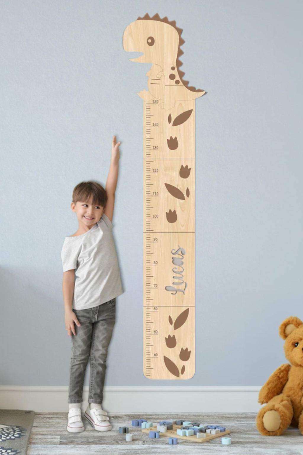 Personalized Wooden Cute Dinosaur Growth Chart