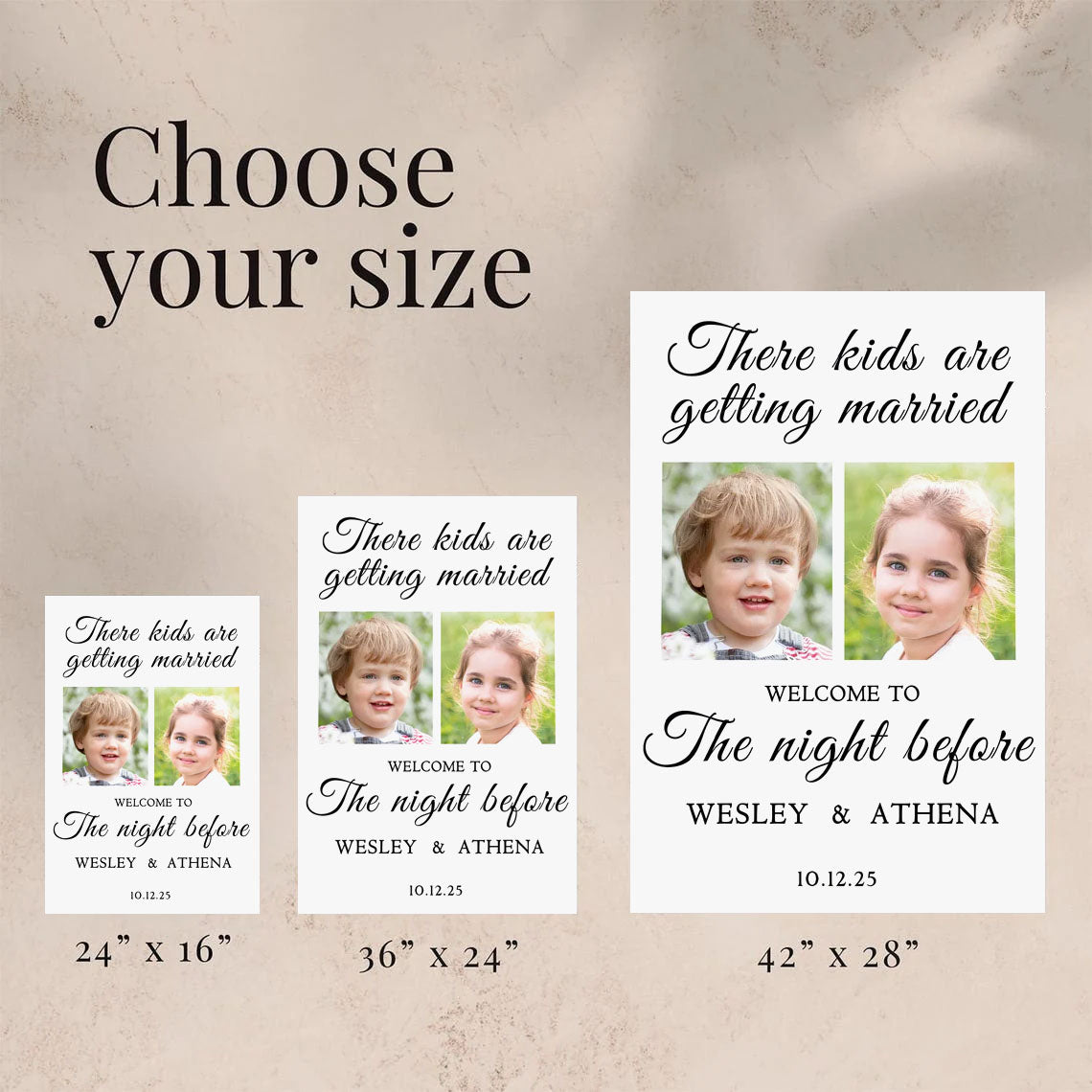 Personalized Photo Bride and Groom Wedding Canvas Welcome Sign