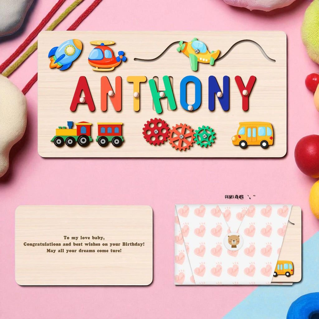 Personalized Wooden Baby Learning Name Puzzle – Custom Educational Toy for Early Development