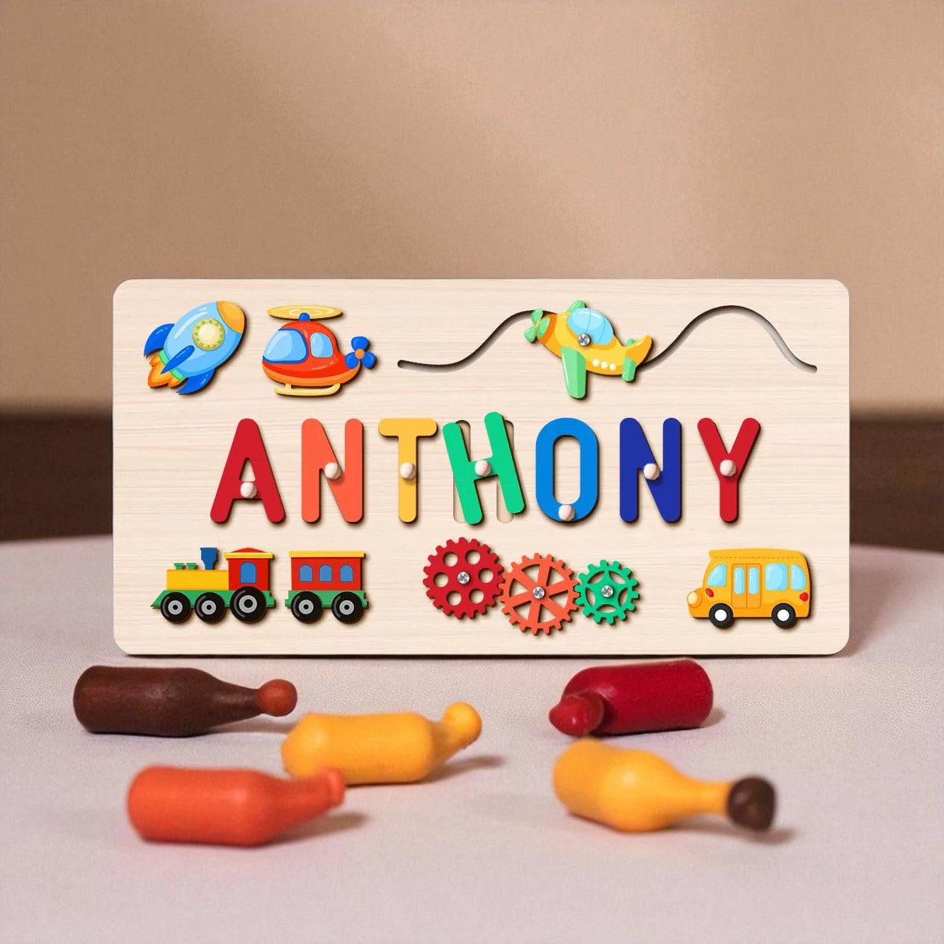 Personalized Wooden Baby Learning Name Puzzle – Custom Educational Toy for Early Development