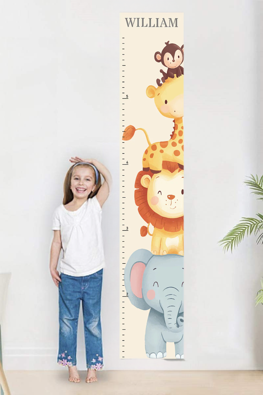 Personalized Wooden Safari Animal Growth Chart Ruler