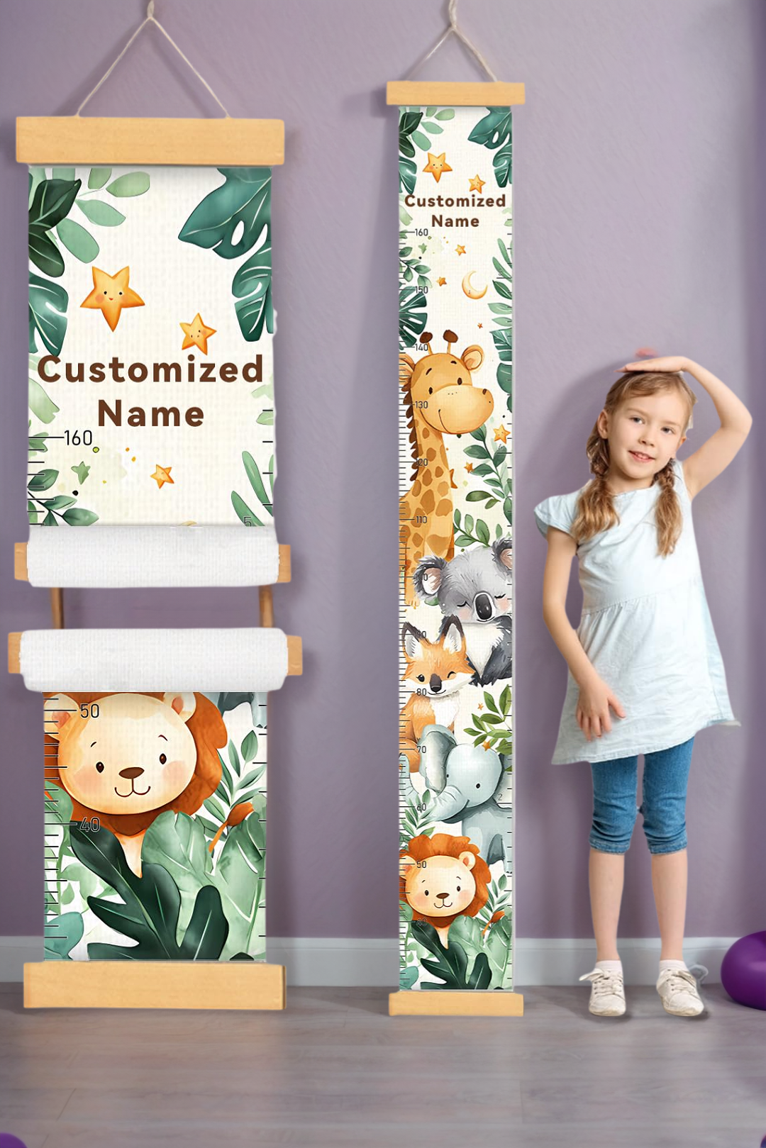 Personalized Forest Theme Hanging Canvas Height Ruler