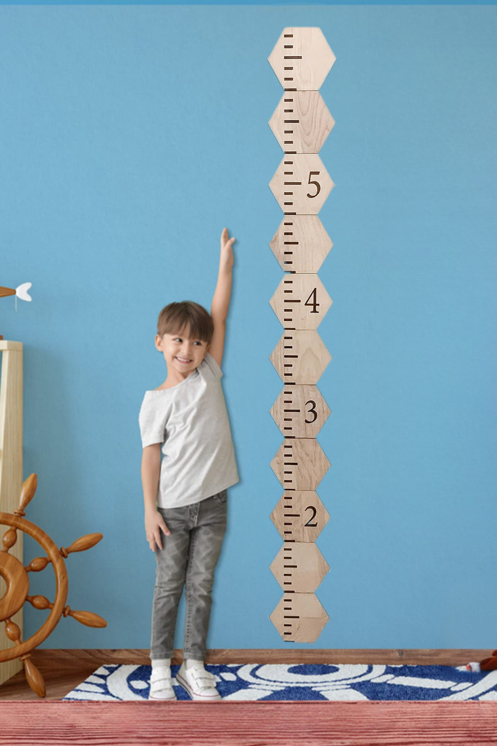 Personalized Wooden Hexagon Puzzles Growth Chart for Kids