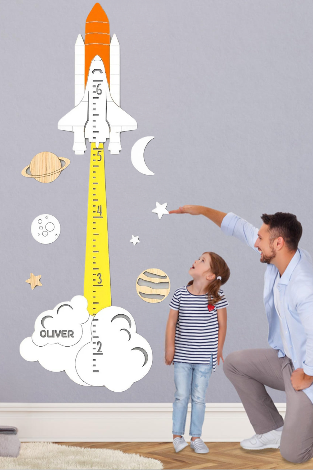 Personalized Wooden Rocket Growth Chart