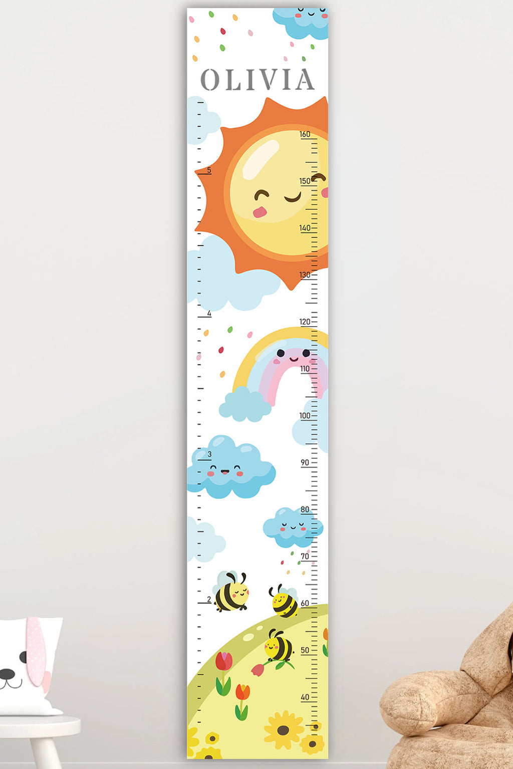Personalized Wooden Rainbow Growth Chart Height Ruler