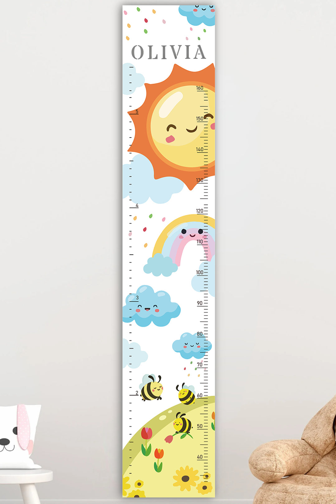 Personalized Wooden Rainbow Growth Chart Height Ruler
