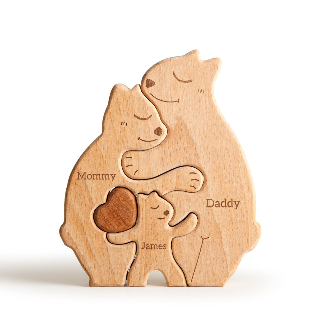 Personalized Wooden Bears Family Puzzle Decor