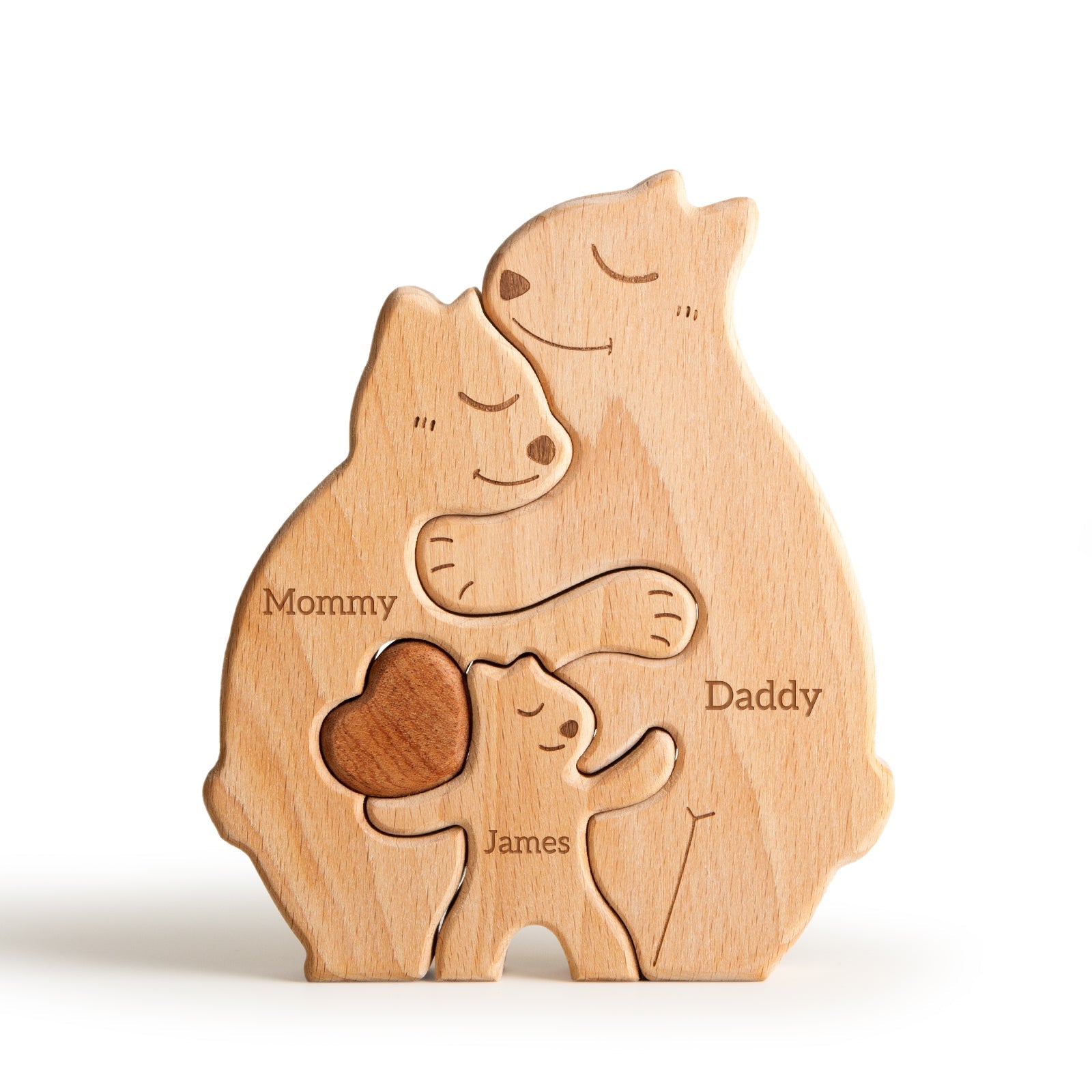 Personalized Wooden Bears Family Puzzle Decor