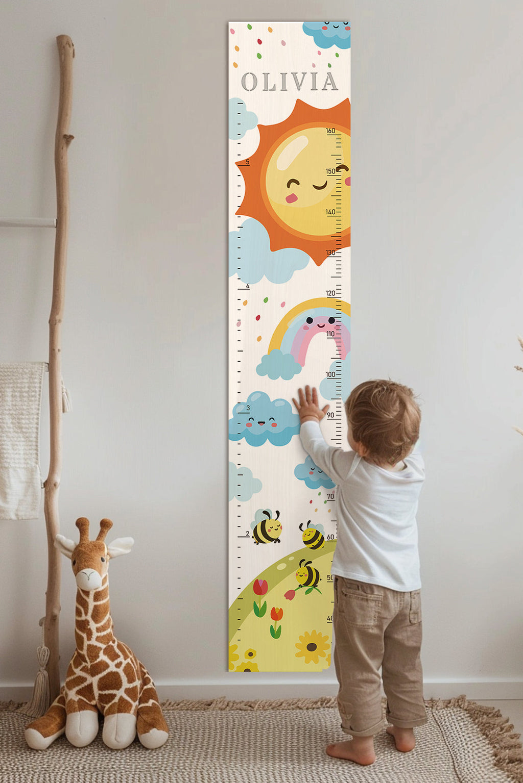 Personalized Wooden Rainbow Growth Chart Height Ruler
