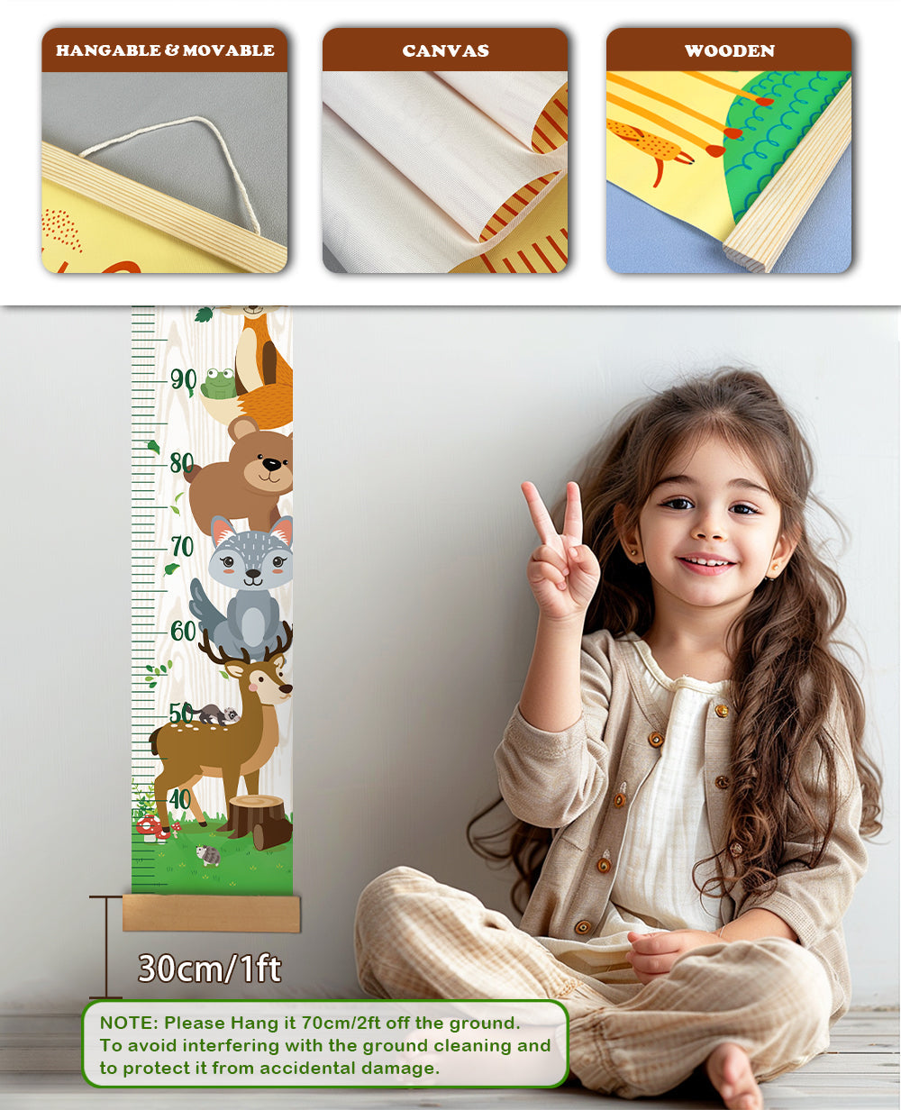 Personalized Animal Theme Hanging Canvas Height Ruler