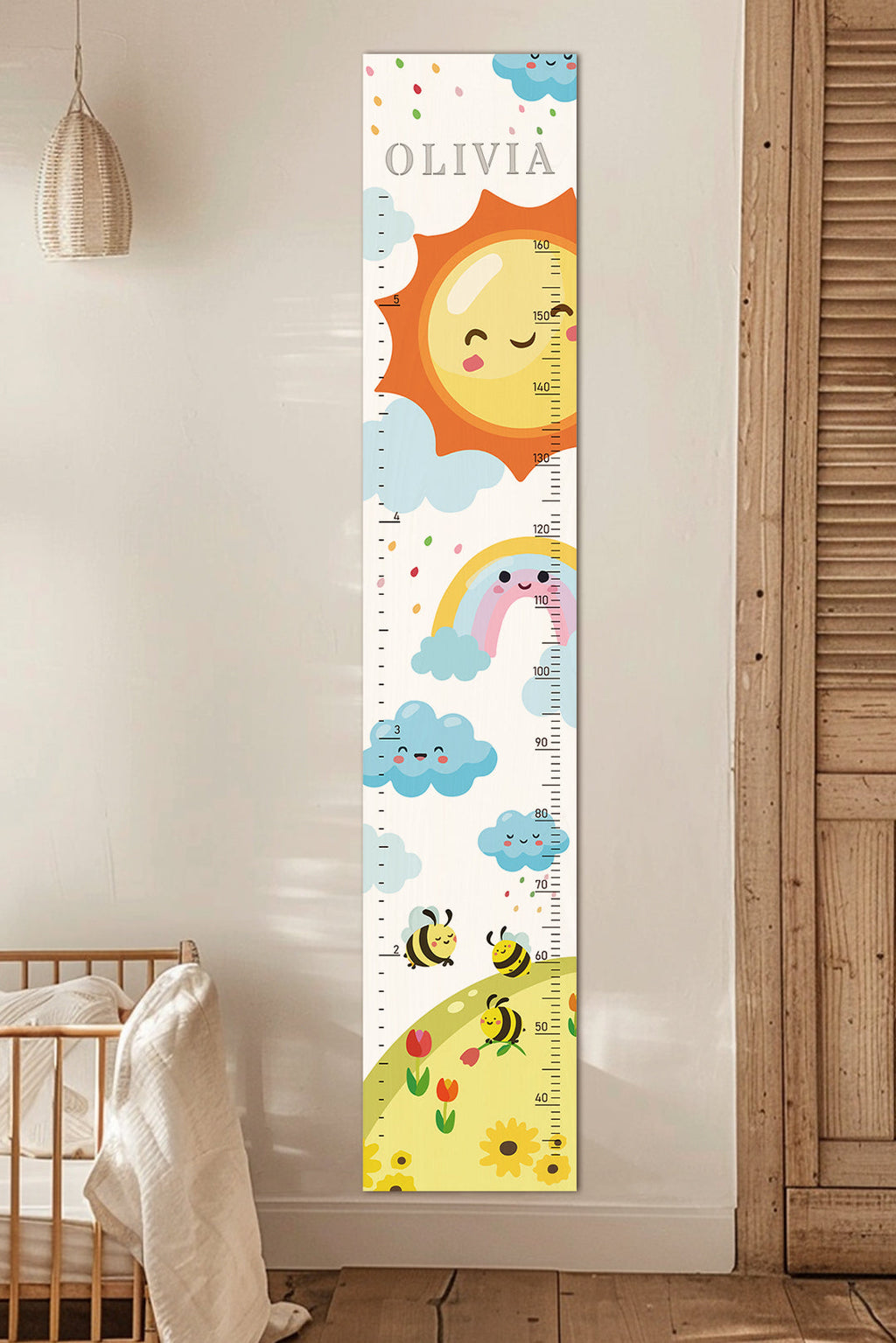 Personalized Wooden Rainbow Growth Chart Height Ruler