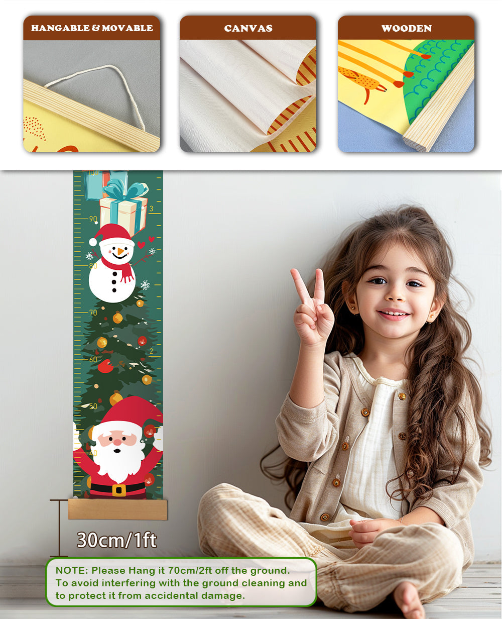 Personalised Christmas Elk Hanging Canvas Height Ruler