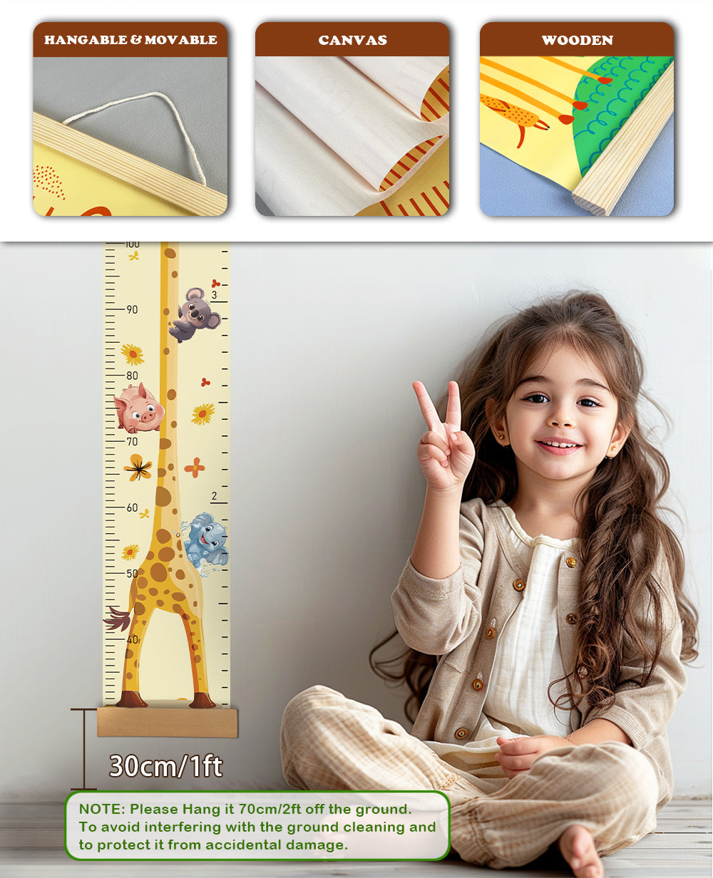 Personalized Giraffe Animal Friend Hanging Canvas Height Ruler