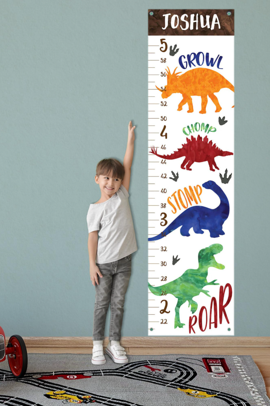 Personalized Dinosaur Hanging Canvas Height Ruler