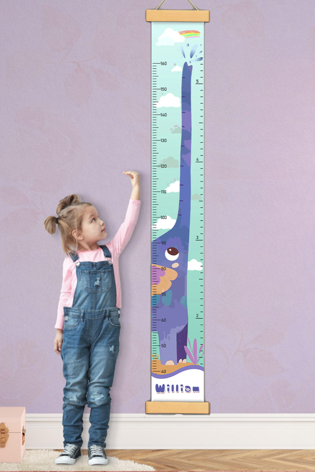 Personalized Elephant Growth Hanging Canvas Height Ruler