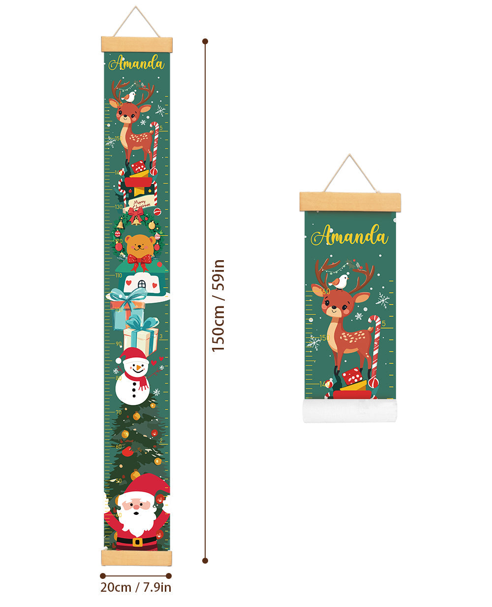Personalised Christmas Elk Hanging Canvas Height Ruler