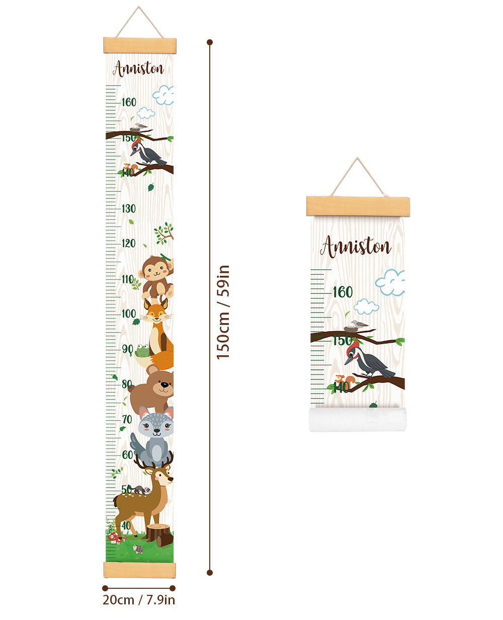 Personalized Animal Theme Hanging Canvas Height Ruler