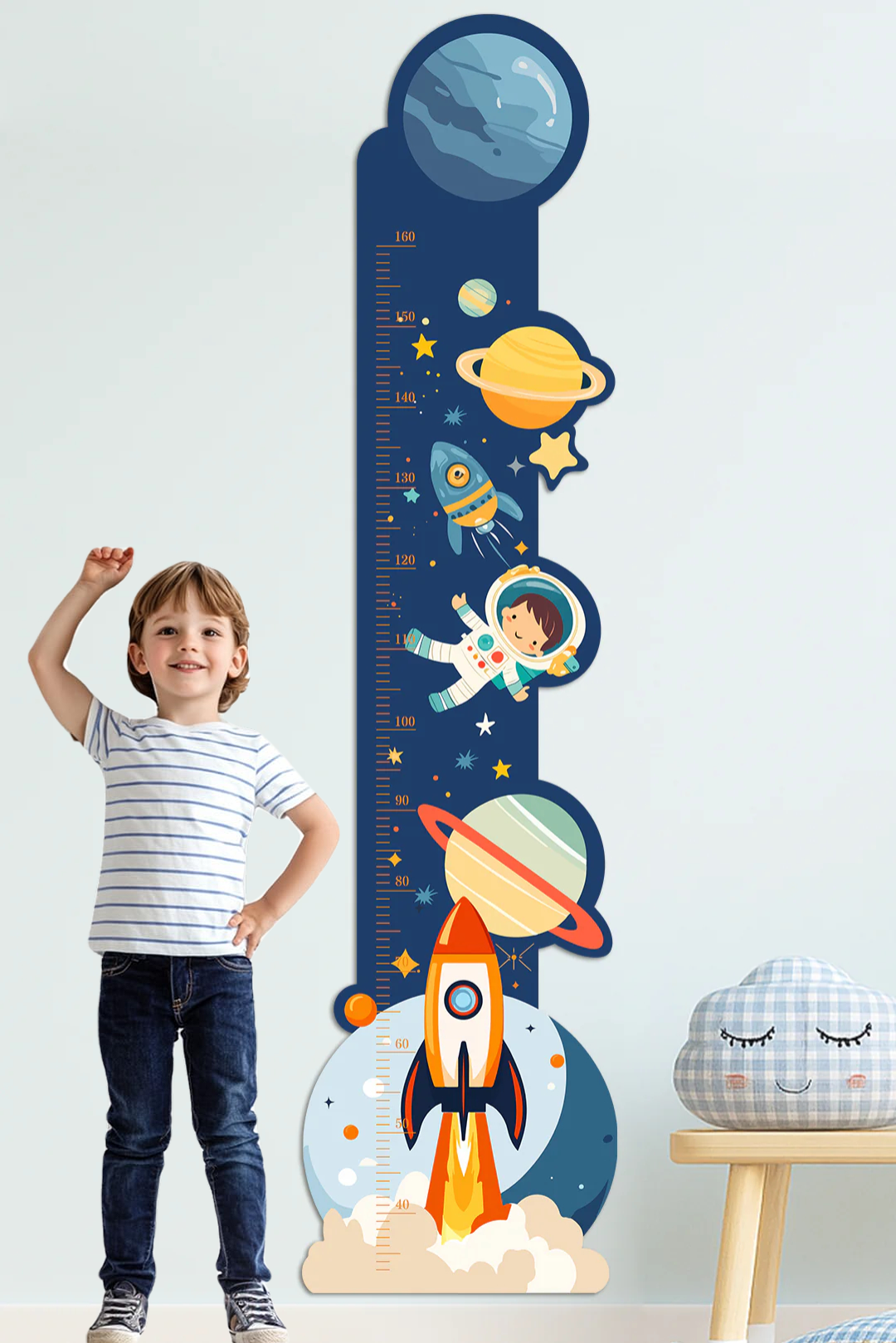 Personalized Wooden Space Height Growth Chart for Kids