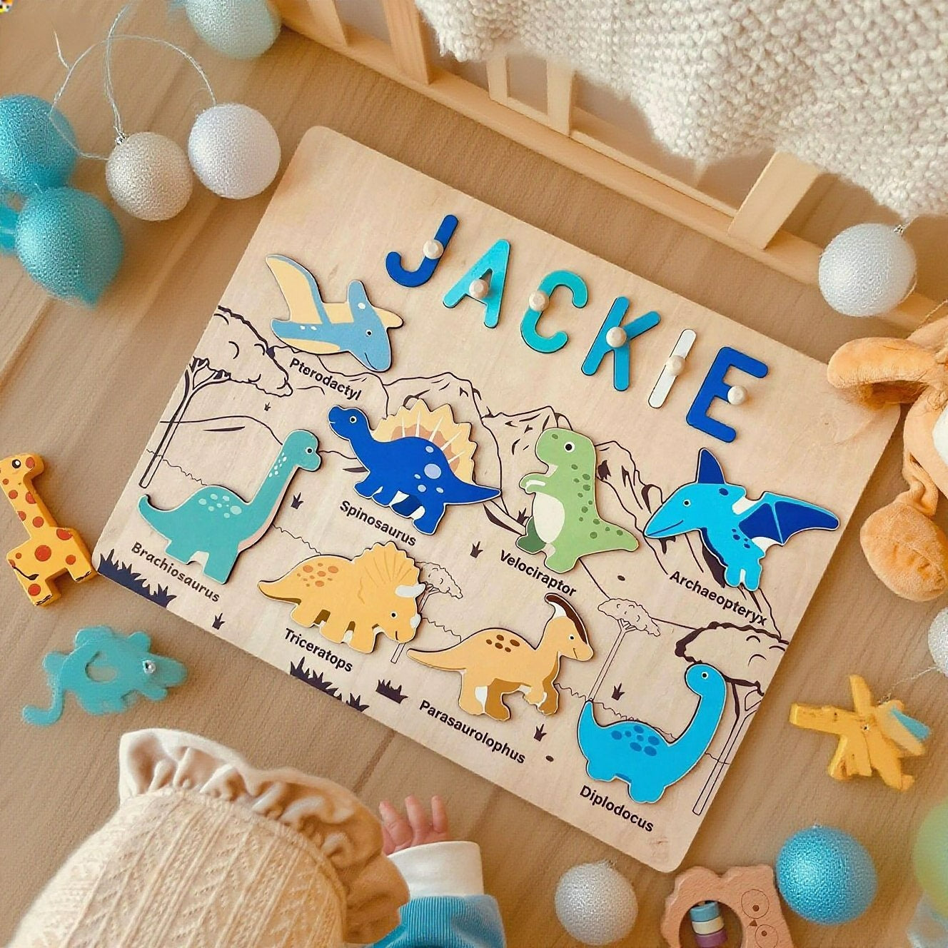 Personalized  Dinosaur Name Puzzle – Solar System Learning Toy for Curious Kids