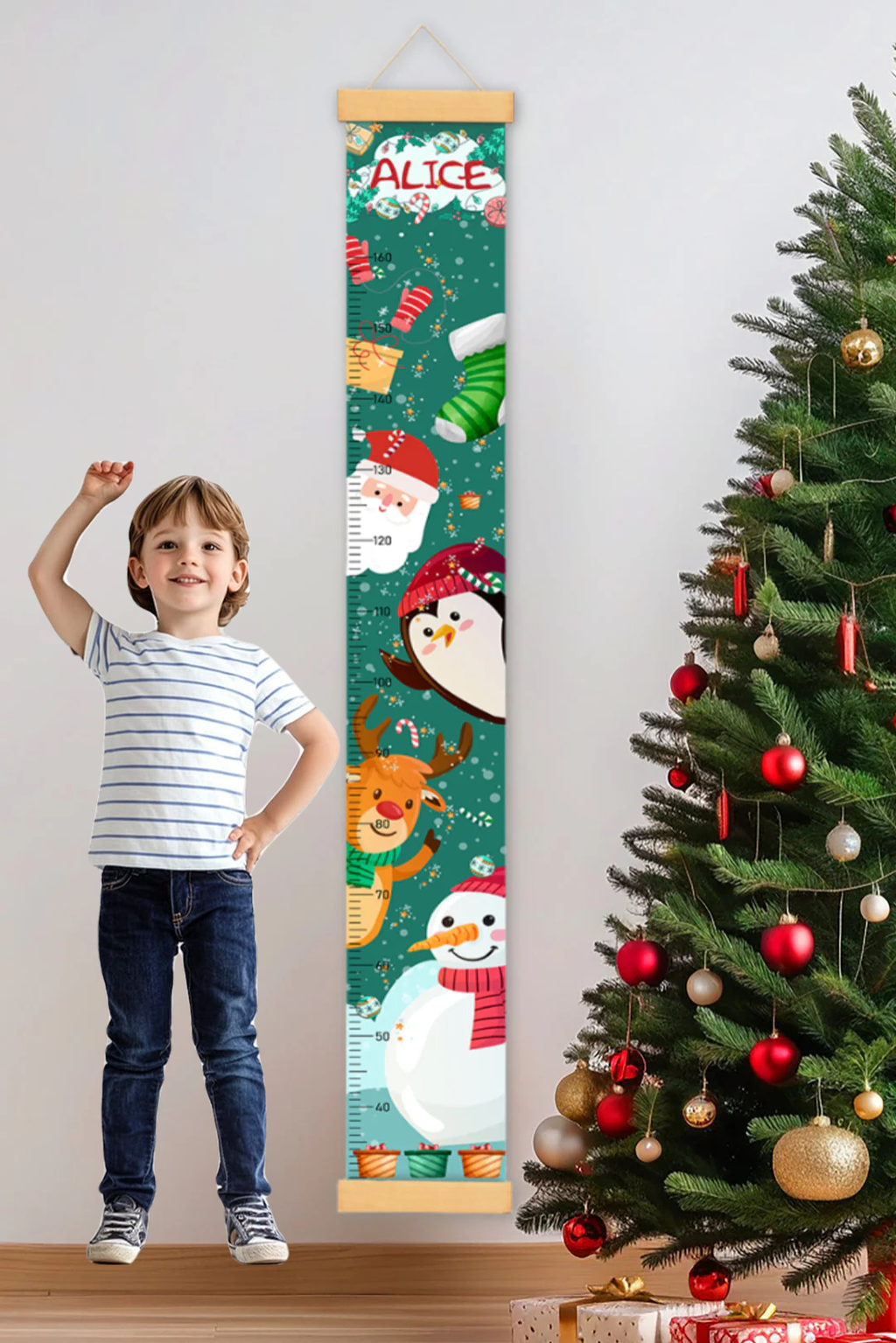 Personalized Santa Claus Hanging Canvas Height Ruler