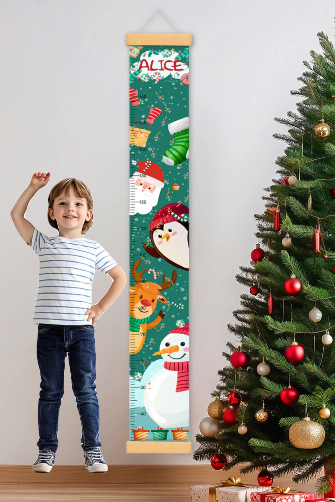 Personalized Santa Claus Hanging Canvas Height Ruler