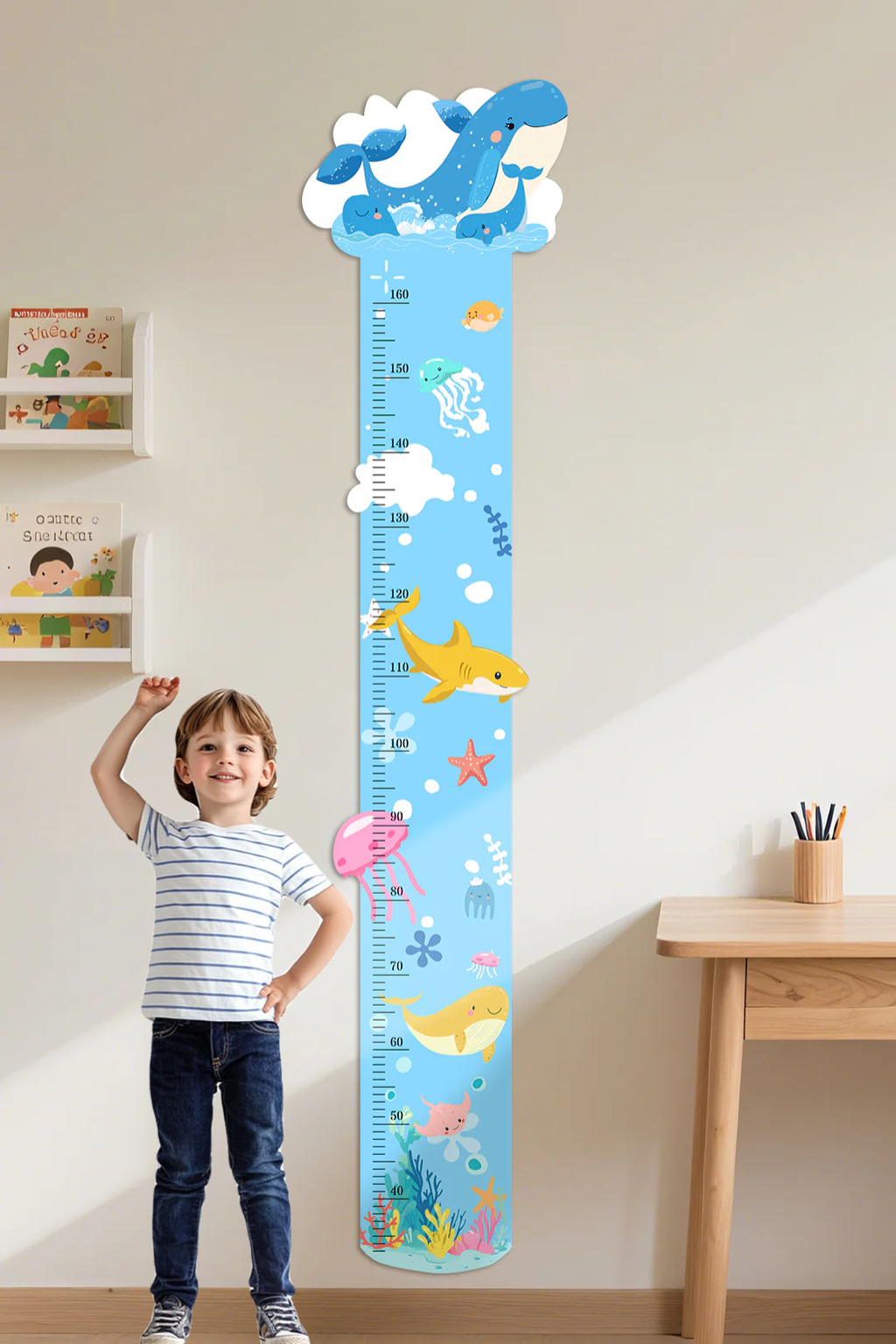 Personalized Ocean Theme Wooden Growth Chart for Kids