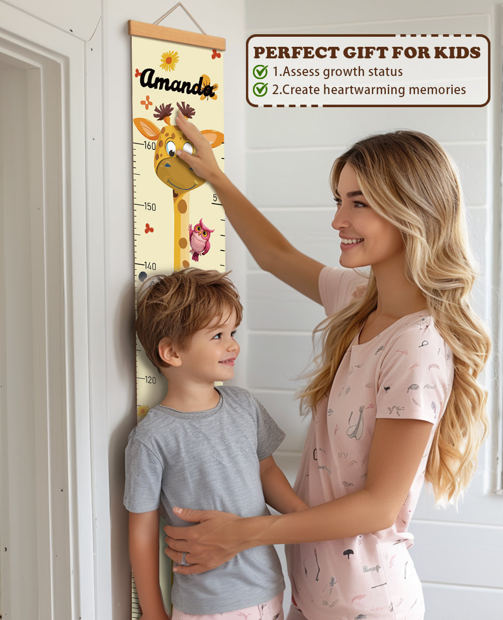 Personalized Giraffe Animal Friend Hanging Canvas Height Ruler