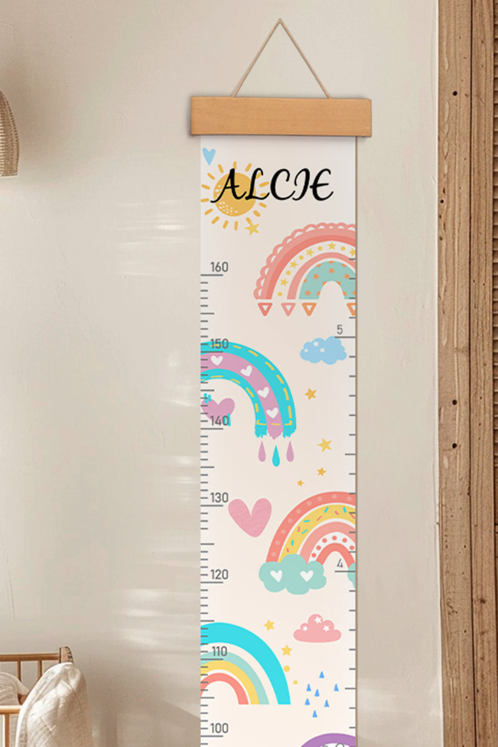 Personalized Rainbow Hanging Canvas Height Ruler