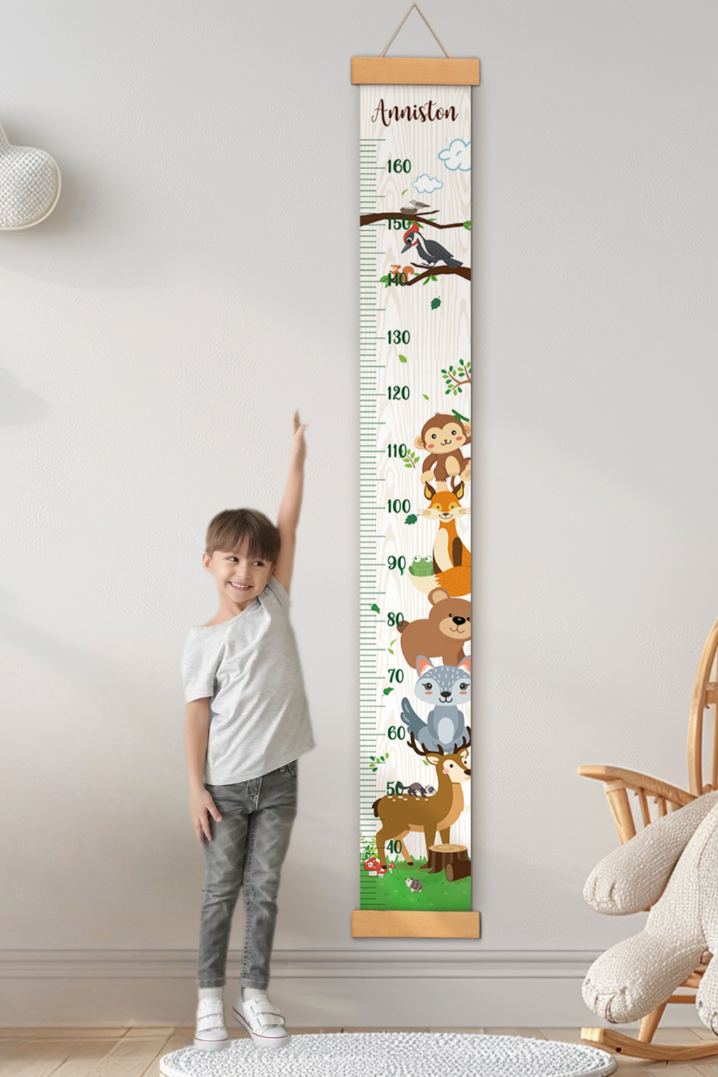 Personalized Animal Theme Hanging Canvas Height Ruler