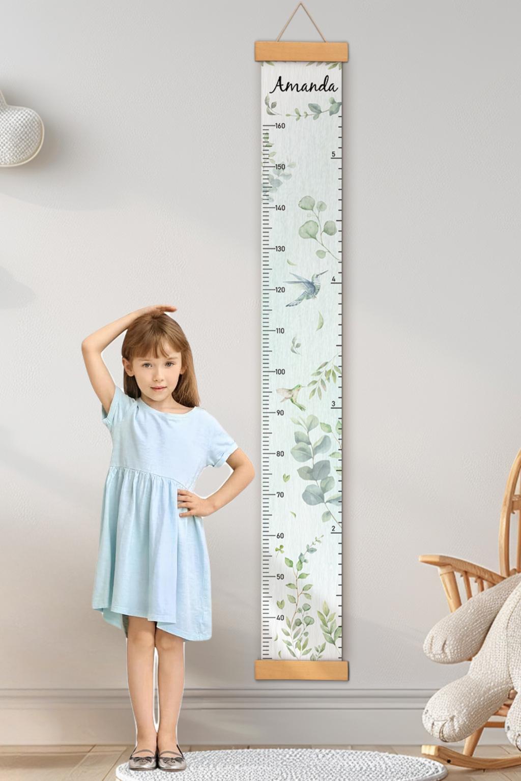 Personalized Spring Fresh Hanging Canvas Height Ruler