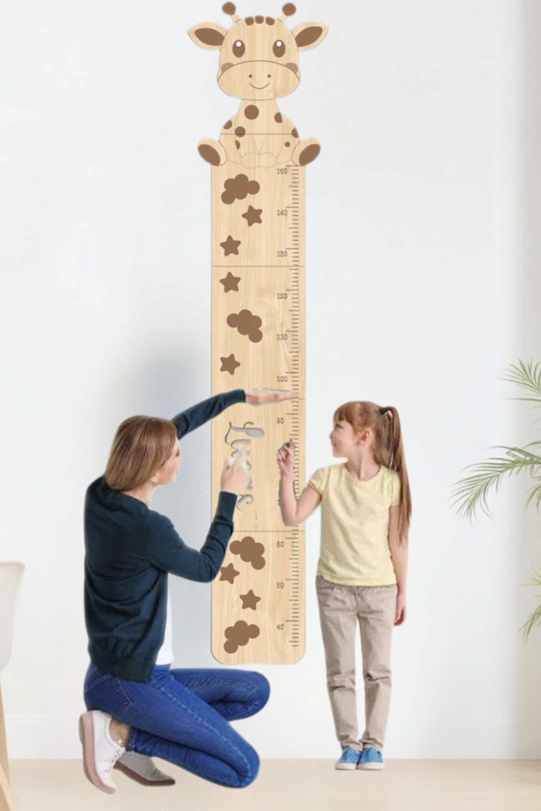 Personalized Wooden Cute Giraffe Growth Chart