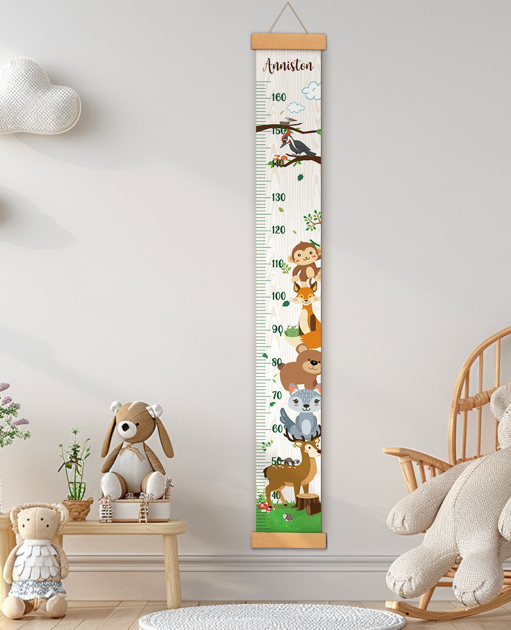 Personalized Animal Theme Hanging Canvas Height Ruler