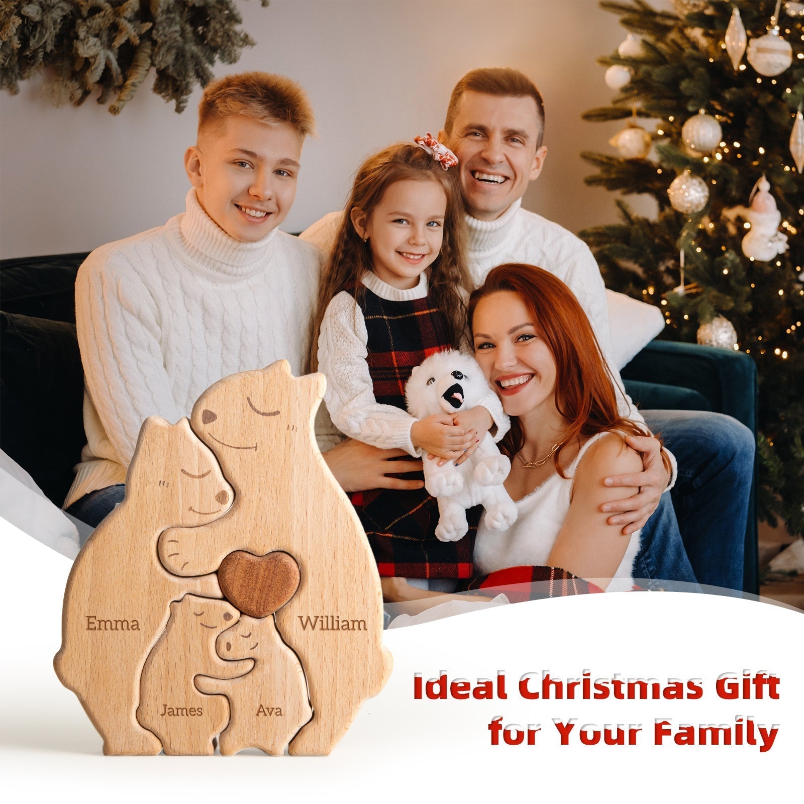 Personalized Wooden Bears Family Puzzle Decor