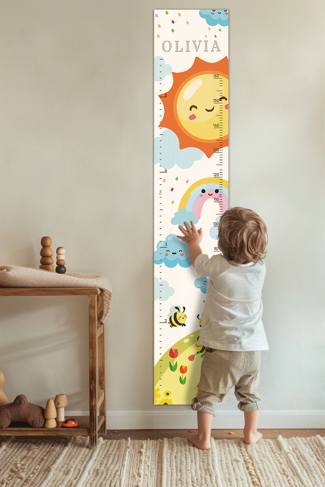Personalized Wooden Rainbow Growth Chart Height Ruler