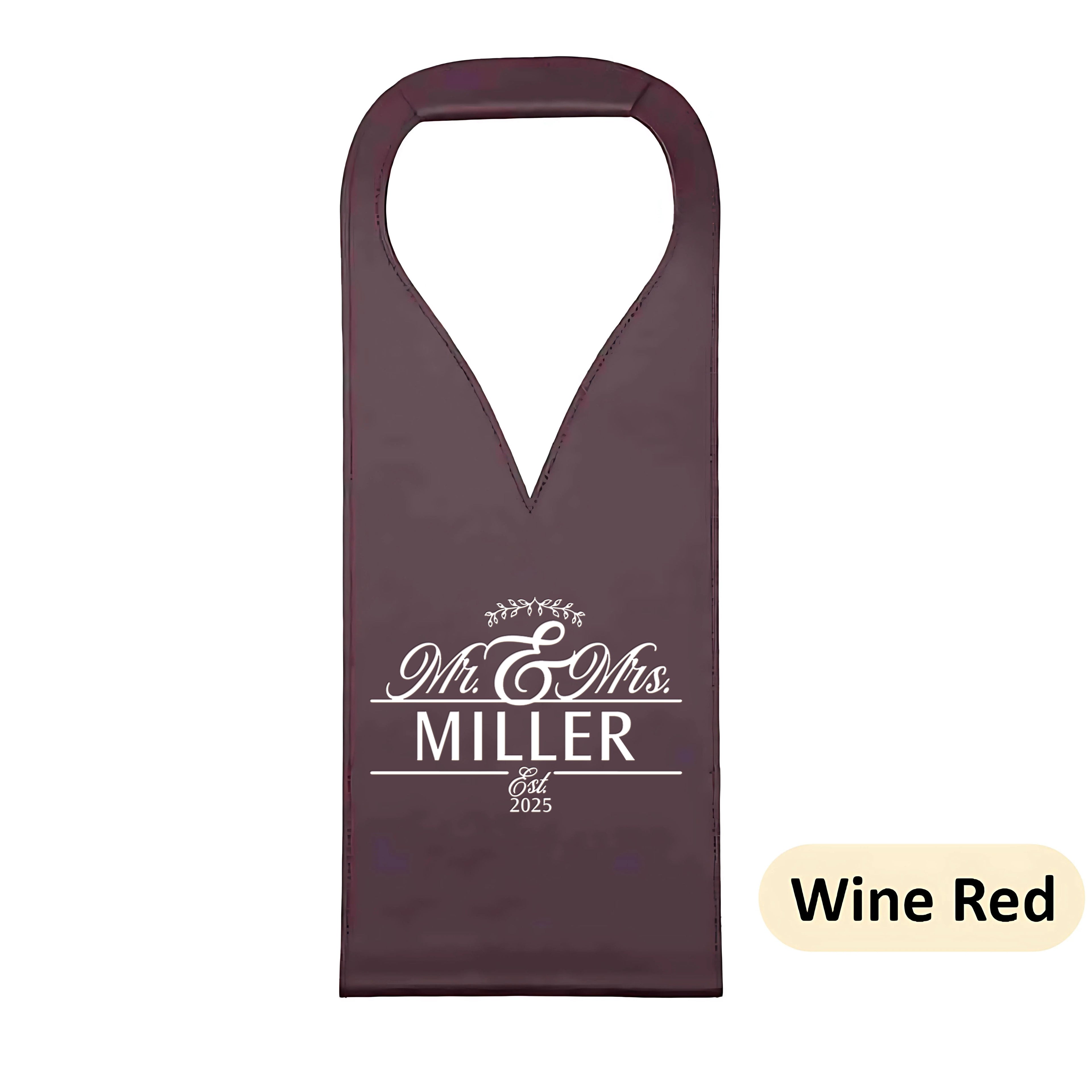 Personalized Wedding PU Leather Wine Bag with Name