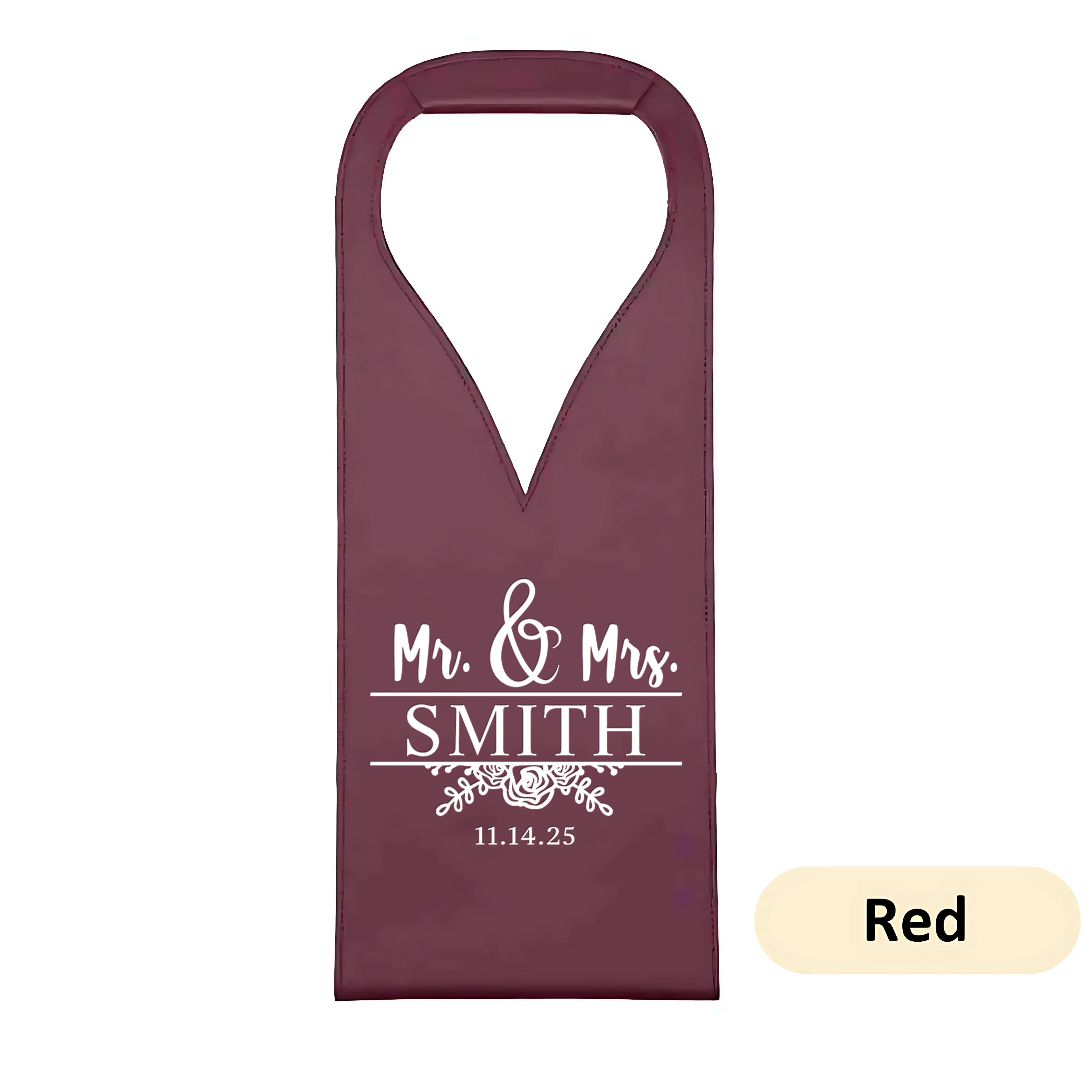 Personalized Wedding PU Leather Wine Bag with Name