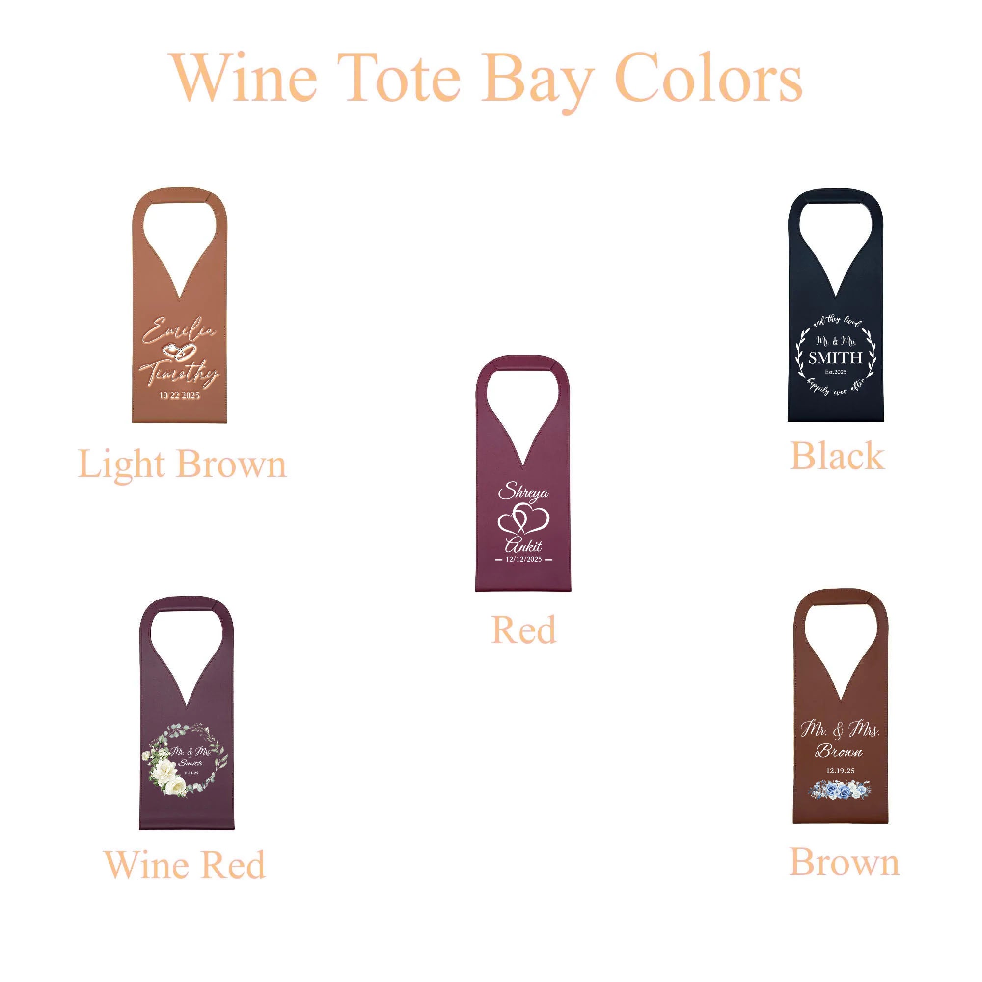 Personalized Wedding PU Leather Wine Bag with Name