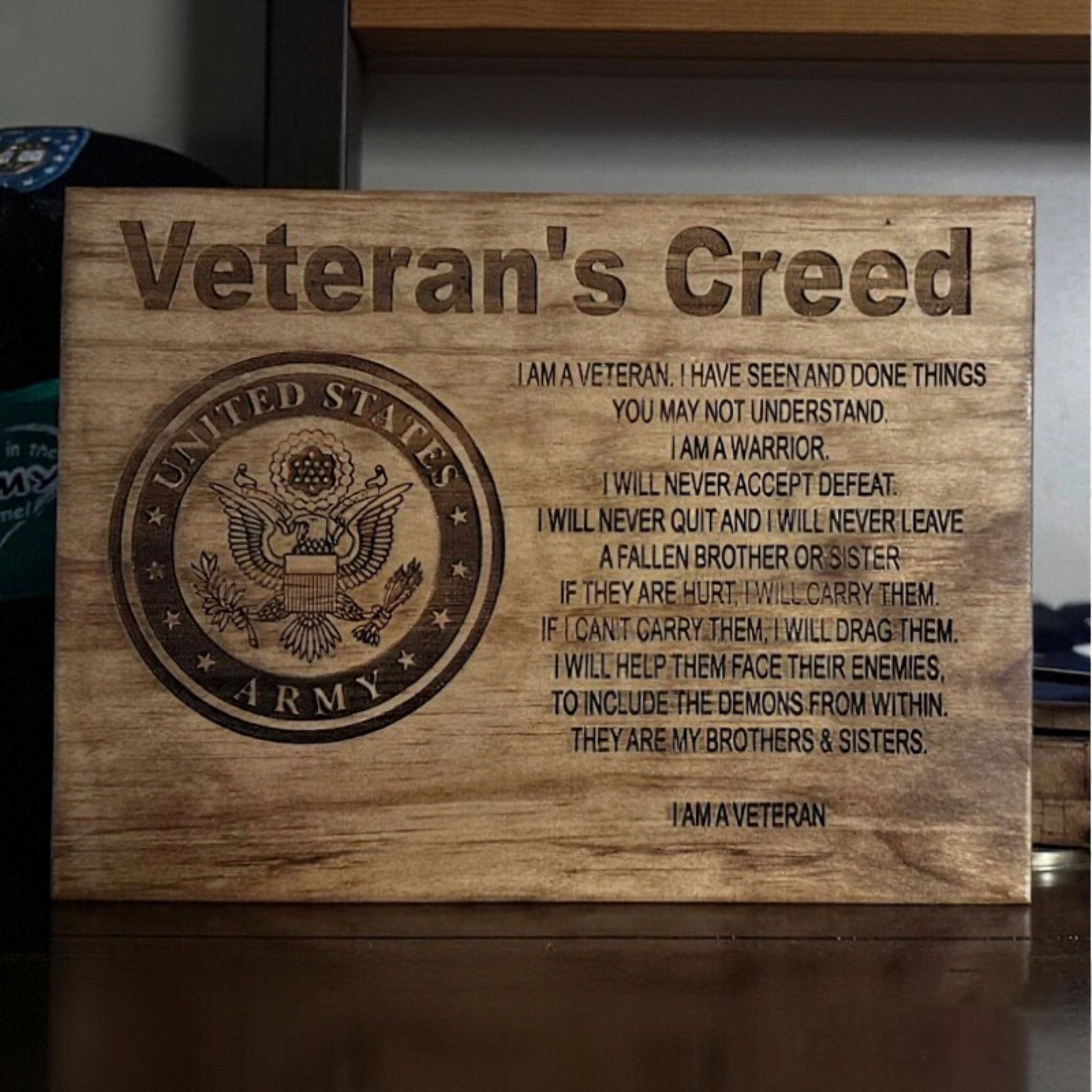 Personalized Veteran Creed Plaque Wall Art